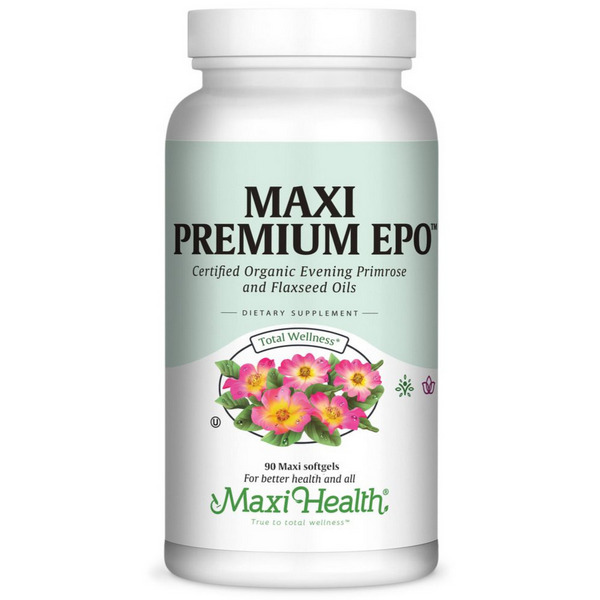 Maxi Health Maxi Premium EPO 90 Capsules - Kosher Evening Primrose & Flaxseed Oil